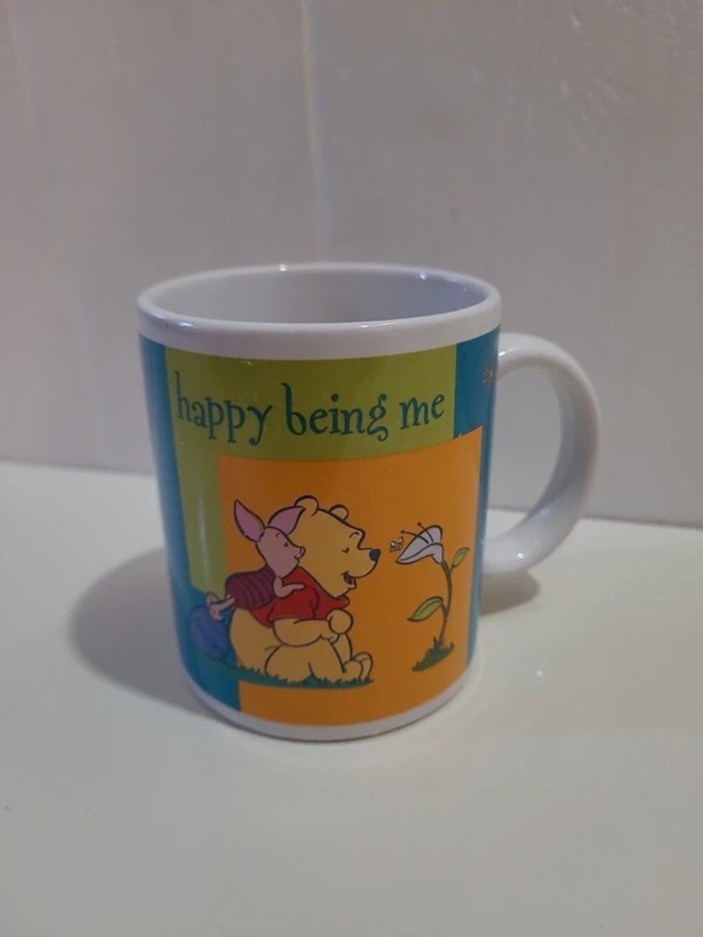 White Ceramic 'Happy Being Me' Character Coffee Mug